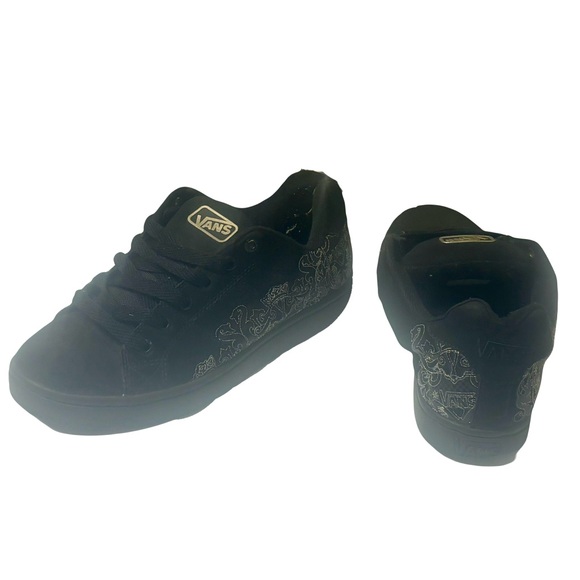 Vans Excellent Condition Black Silver Detailing Leather Upper Women’s Size 9 - Picture 6 of 13